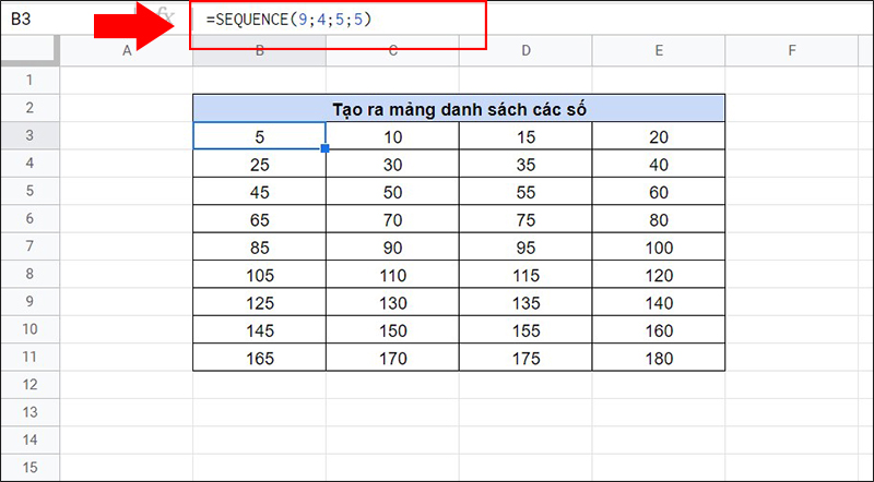[Video] Cách sử dụng hàm SEQUENCE trong Google Sheets